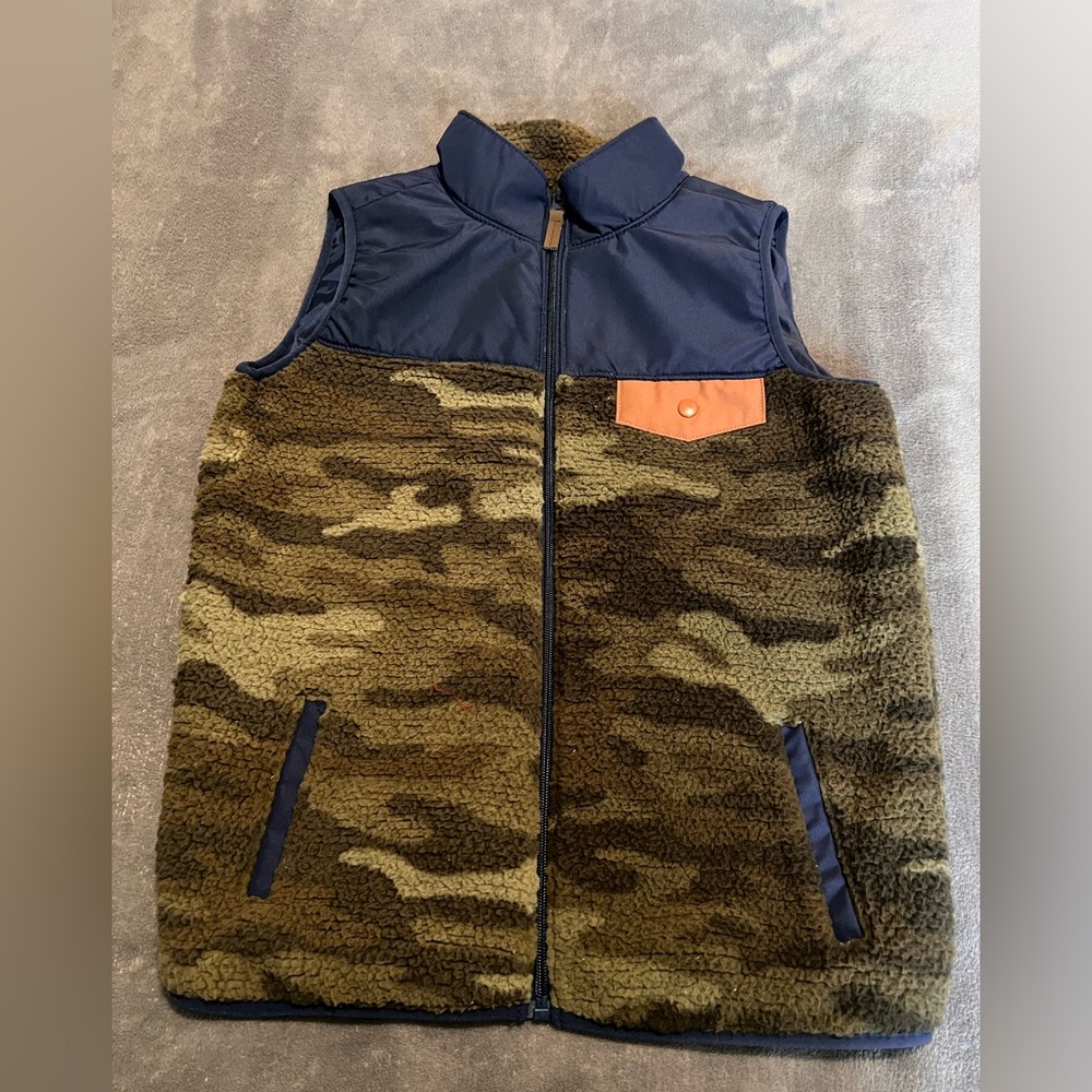 Carters Vest Blue and Fleece Camo